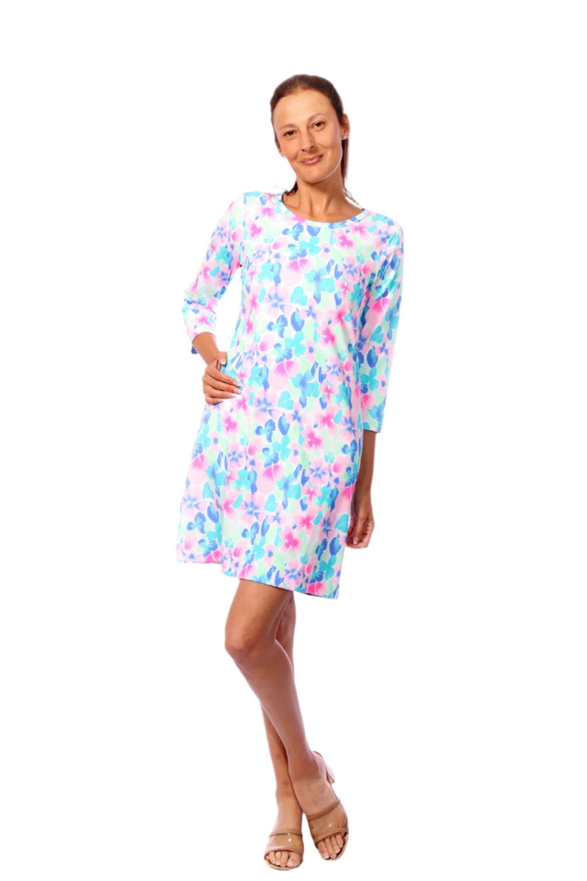 001 LuLu B Pastel Floral Travel Dress