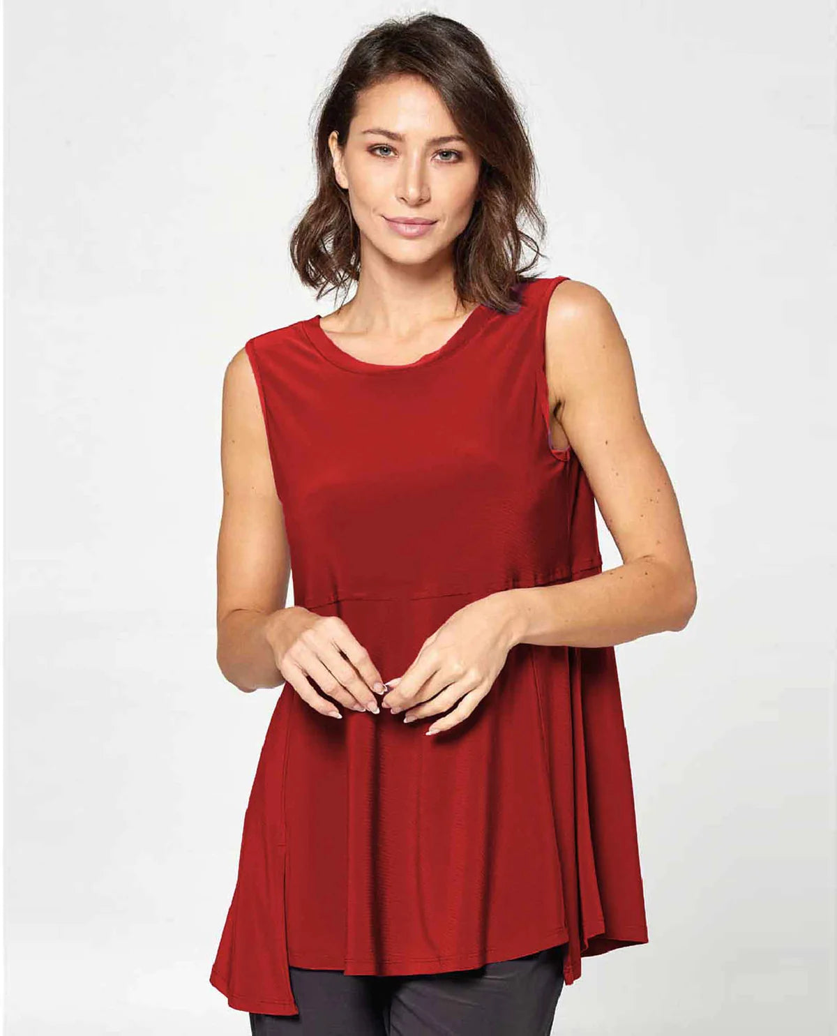 026- Focus By JJ Red Back To Front Sleeveless Top