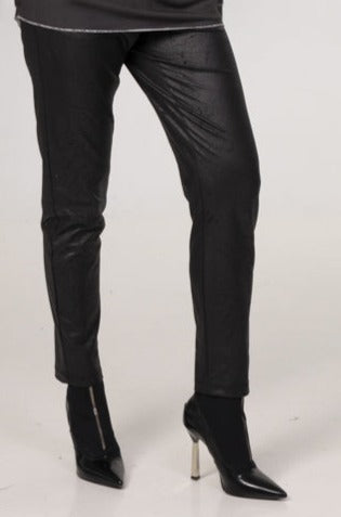 062- Modes Crystal Black 2 Pocket Faux Leather Pant