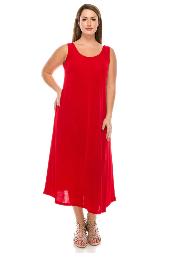 019 Jostar Slinky Sleeveless Long Dress Red A Tu Jewelry and Clothing