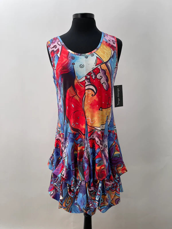 041- Tango Mango Picasso Inspired Bubble Tie Dress