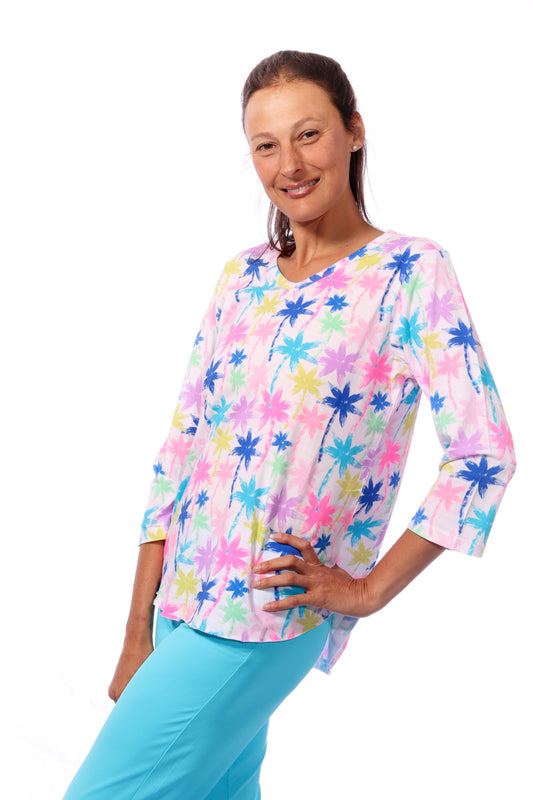 Beachtime by Lulu B Modern Mosaic Button Tunic – Blooming Boutique