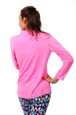 003- BeachTime Hot Pink Zip Pull Over Top