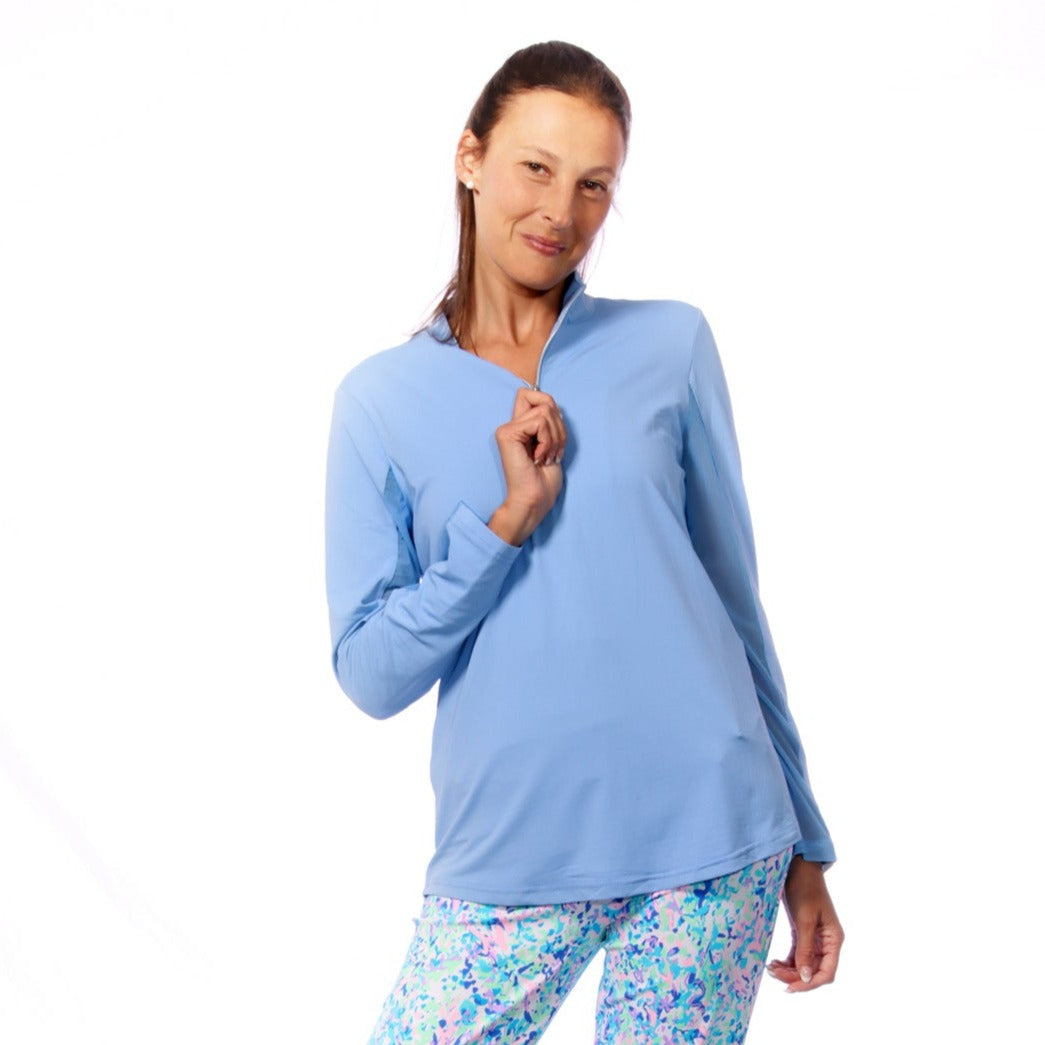 003- BeachTime Light Periwinkle Zip Pull Over Top