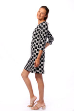 001- LuLu B Black and White Medallion Travel Dress