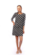 001- LuLu B Black and White Medallion Travel Dress