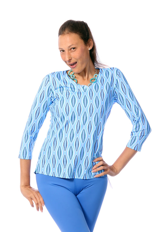 001- LuLu B Periwinkle Dotted "V" Neck Top