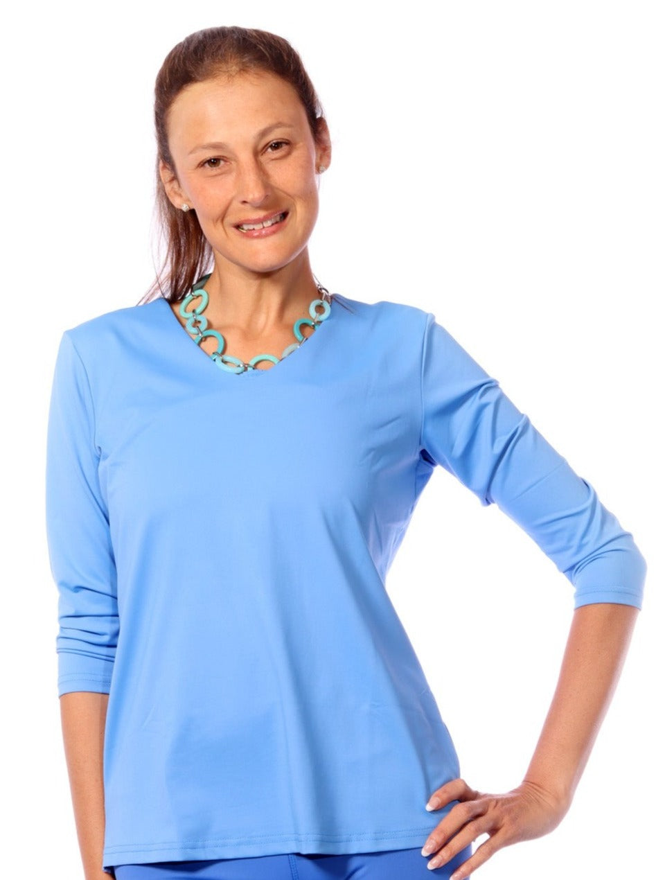 001- LuLu B Bright Periwinkle "V" Neck Top