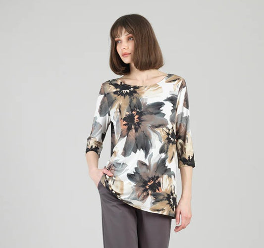 002- Clara Sun Woo Grey and Beige Flower Top