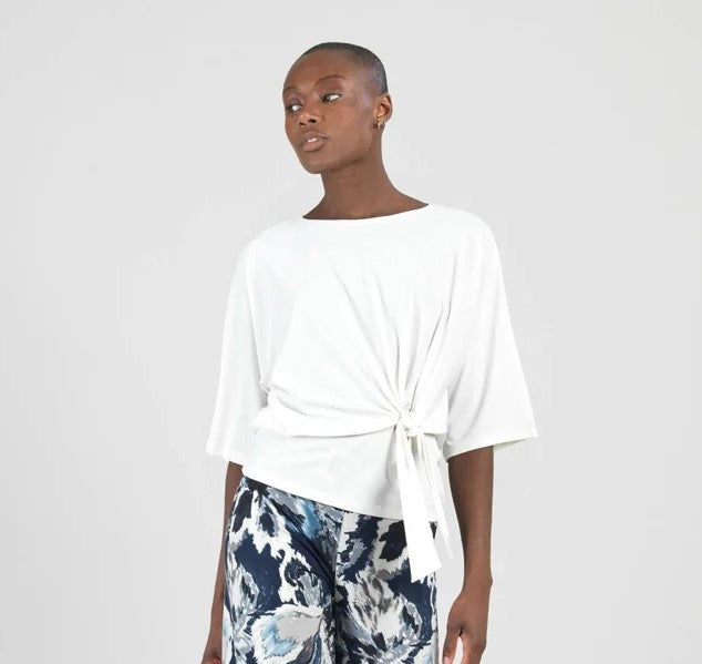 002- Clara Sun Woo Winter White Tie Waist Top