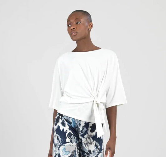 002- Clara Sun Woo Winter White Tie Waist Top