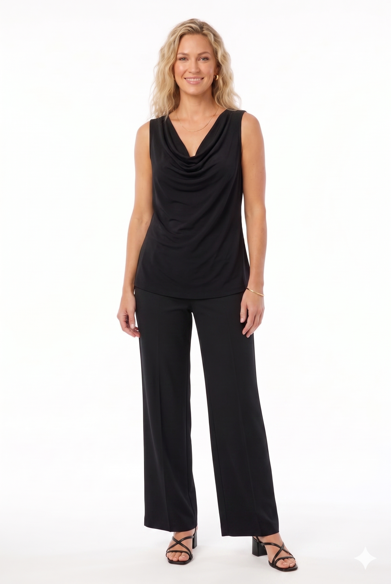 019- Jostar Black Cowl Neck Tank Top