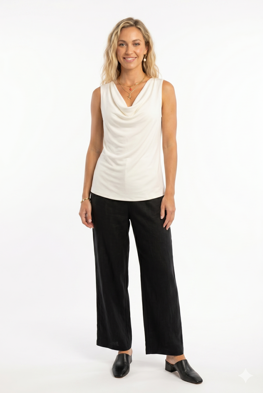 000- ATU Ivory Cowl Neck Tank