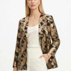 000- ATU   Gold Leaves on Black Open Jacket