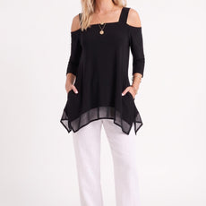 000- ATU Black Open Shoulder Tunic