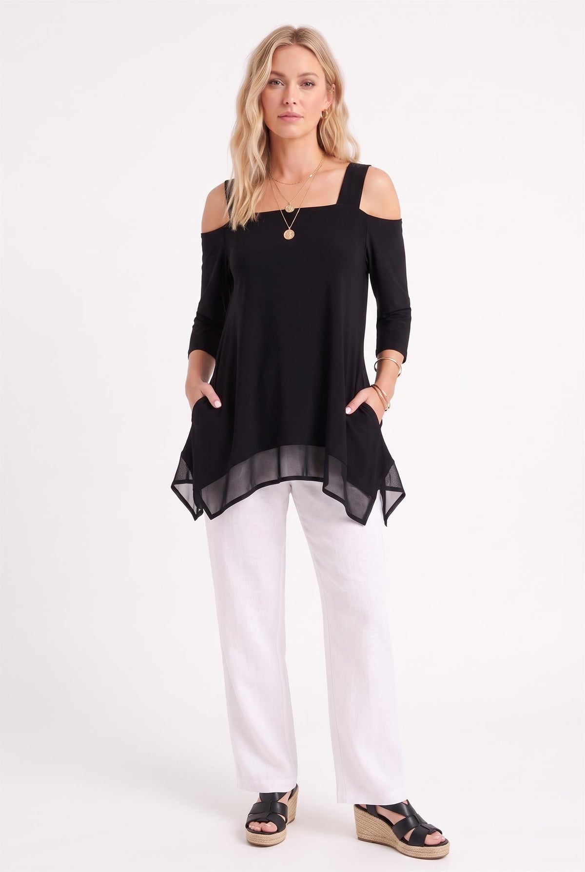 000- ATU Black Open Shoulder Tunic
