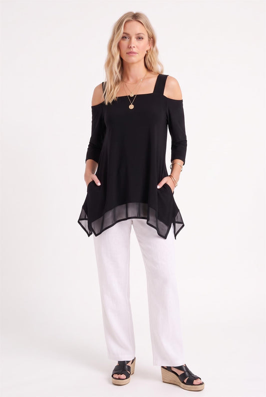 000- ATU Black Open Shoulder Tunic
