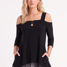 000- ATU Black Open Shoulder Tunic