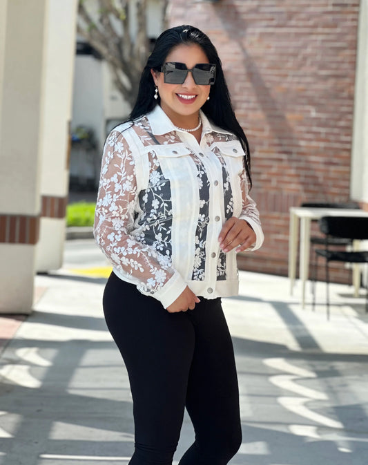 005- Aris A White Mesh with White Lace Jacket