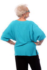 015- Dairi Turquoise Cowl Neck Short Sleeve Top