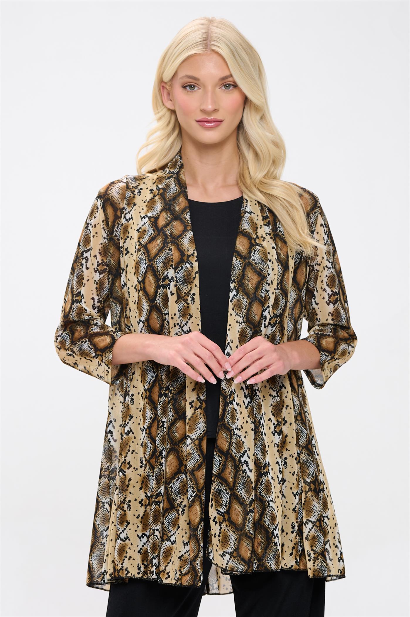 019- Jostar Black And Taupe Snake Long Duster