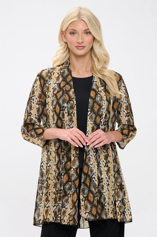019- Jostar Black And Taupe Snake Long Duster