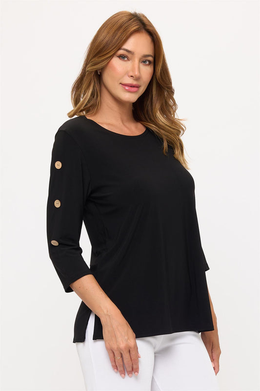 019- Jostar Black Button Sleeve Top