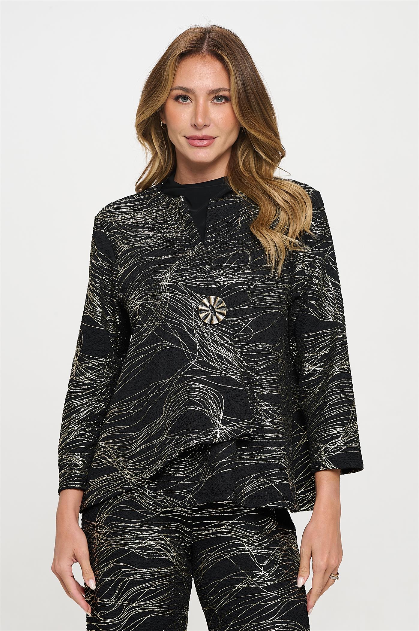 019- Jostar Black and Gold One Button Short Jacket