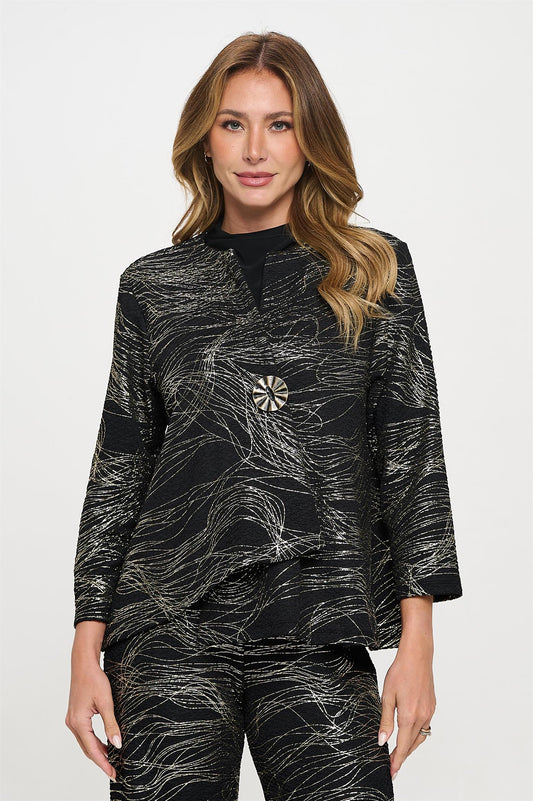 019- Jostar Black and Gold One Button Short Jacket