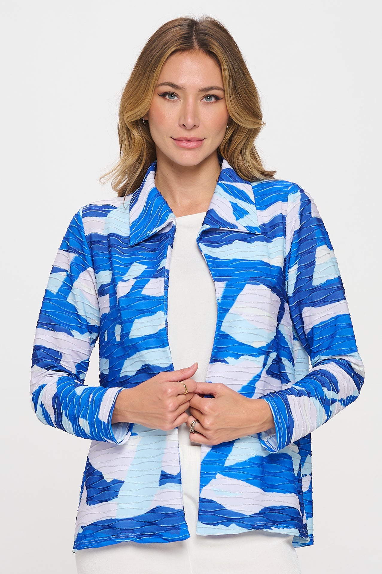 019- Jostar Blue, White, and Silver Short Jacket