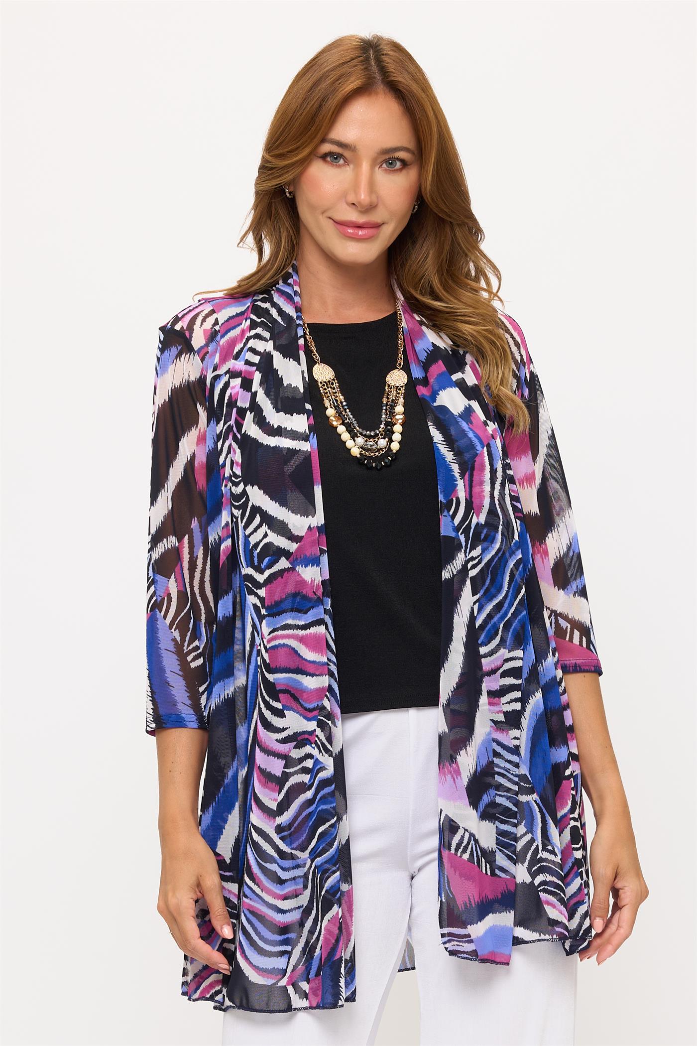 019- Jostar Purple Zebra Print Long Duster