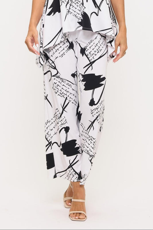 019- Jostar White with Black Writing Pants
