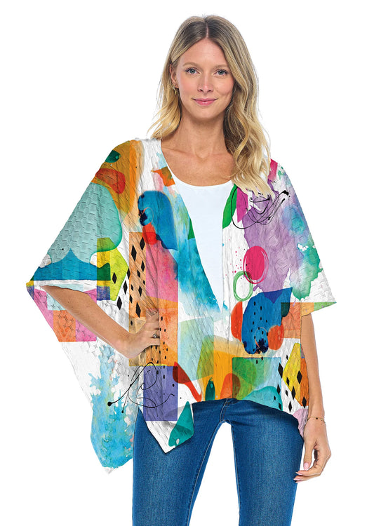 025- ET Lois Bright Multi Color and Shapes Splash Waffle Wrap