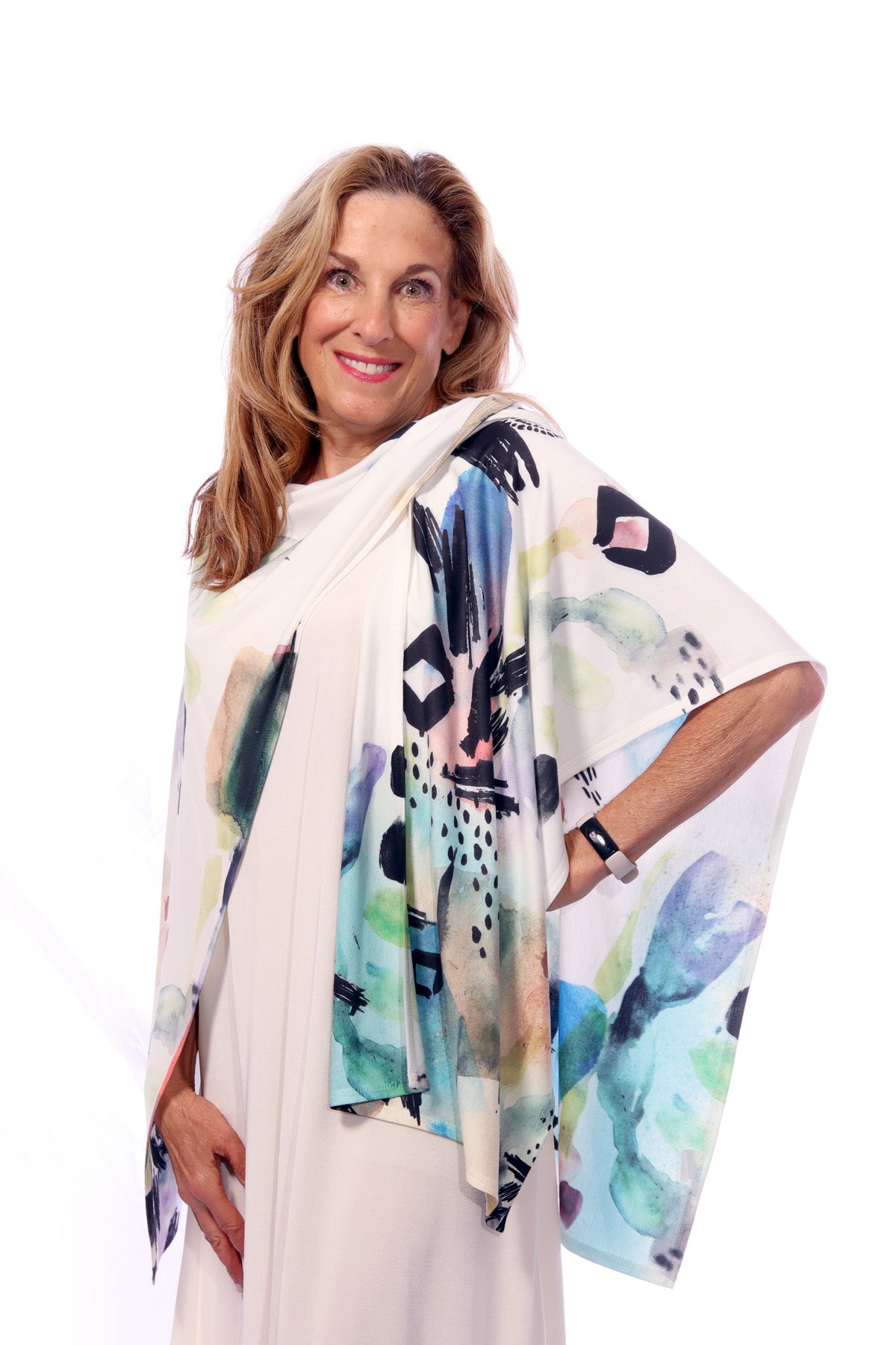 025- ET Lois Pastel and Black Print Wrap