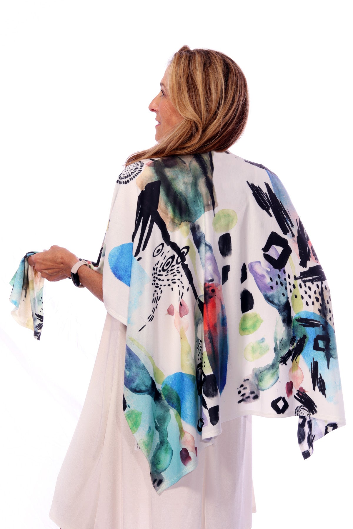 025- ET Lois Pastel and Black Print Wrap