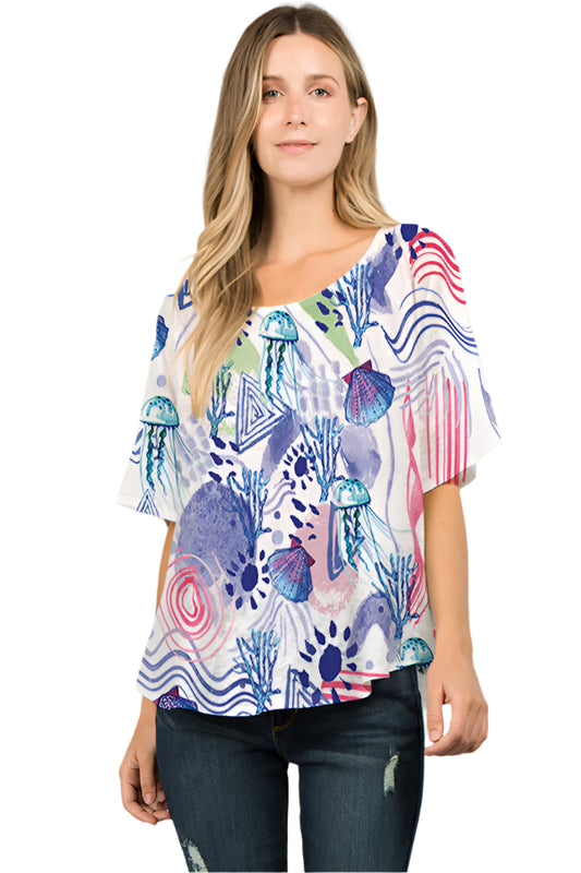 025- ET Lois Sea Life Knit Short Sleeve Top