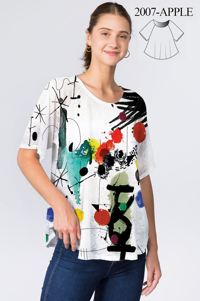 025- Et Lois Multi Color White and Abstract Knit Top