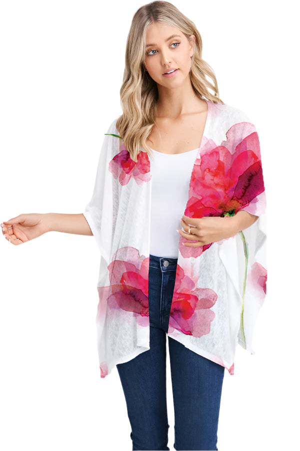 025- ET Lois Bright Pink Flower Knit Wrap