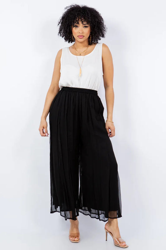 034- Sterling Style Black Chiffon Pant