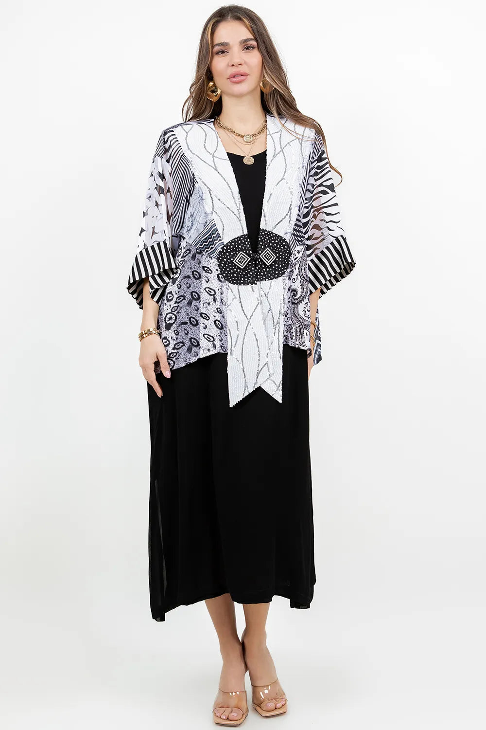034- Sterling Styles Black and White with Sequins Jacket