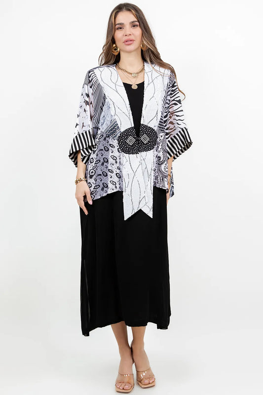 034- Sterling Styles Black and White with Sequins Jacket