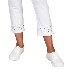 036- Ruby Road White Denim Lace Hem Jeans