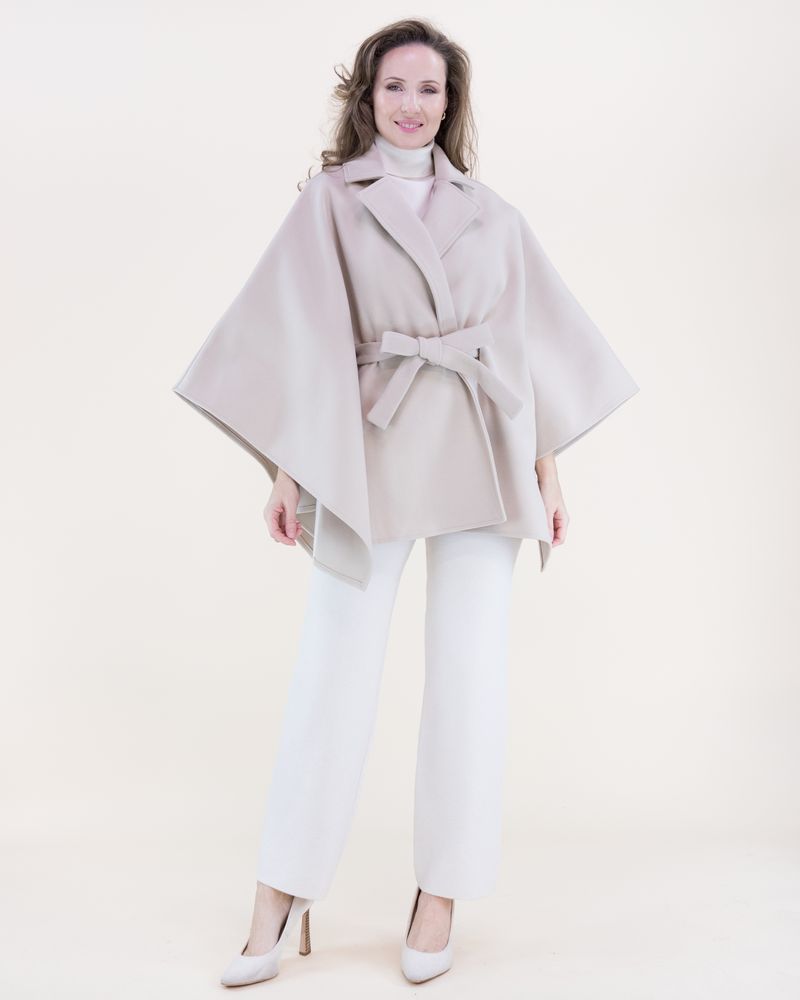 038- Very Moda Beige Belted Tailored Cape