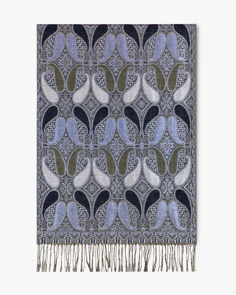 038- Very Moda Black Metalic Koi Paisley Pashmina