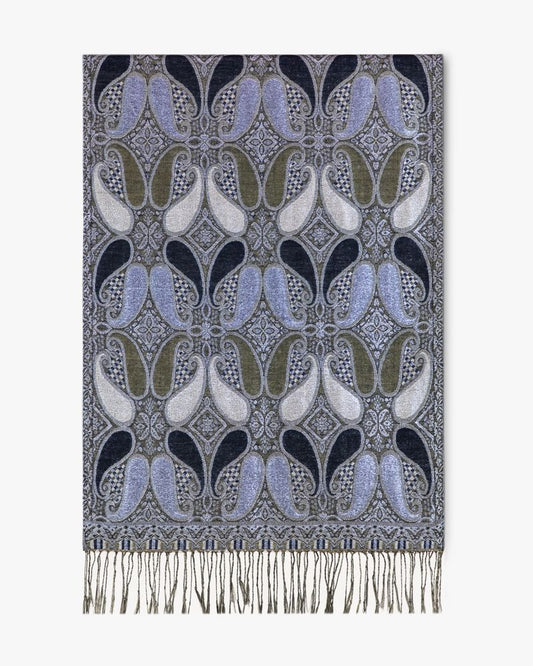 038- Very Moda Black Metalic Koi Paisley Pashmina