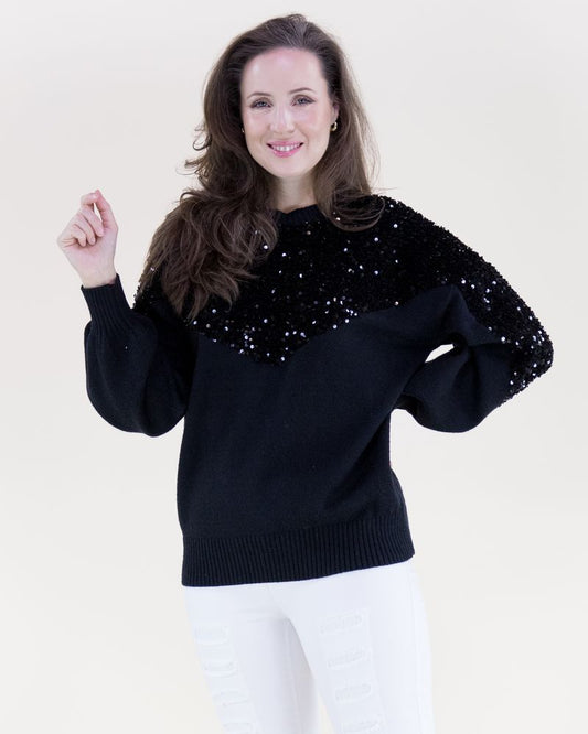 038- Very Moda Black Sequin Sweater