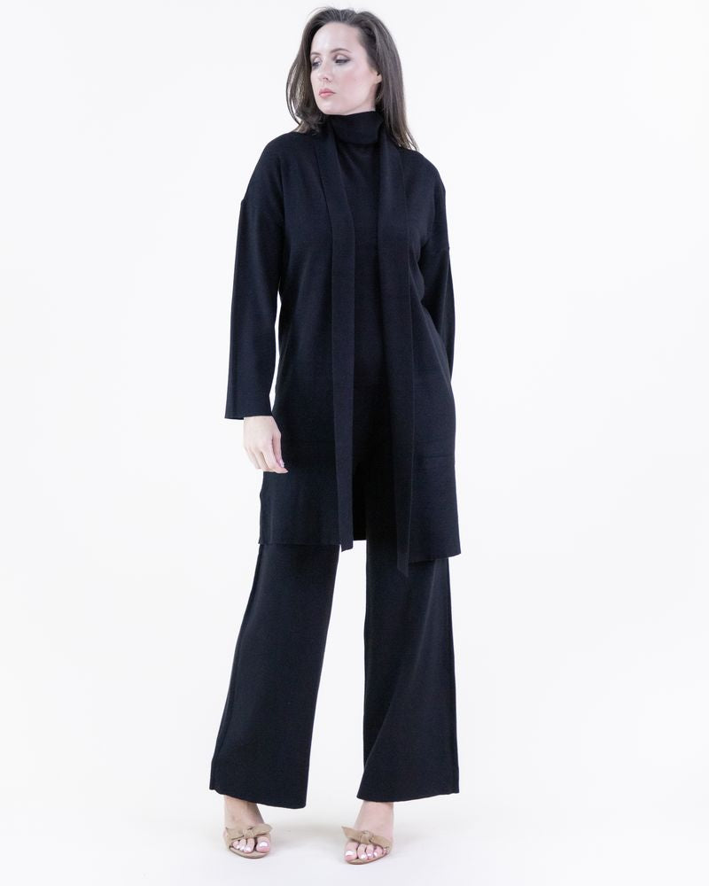 038- Very Moda Black Tight Knit Open Cardigan