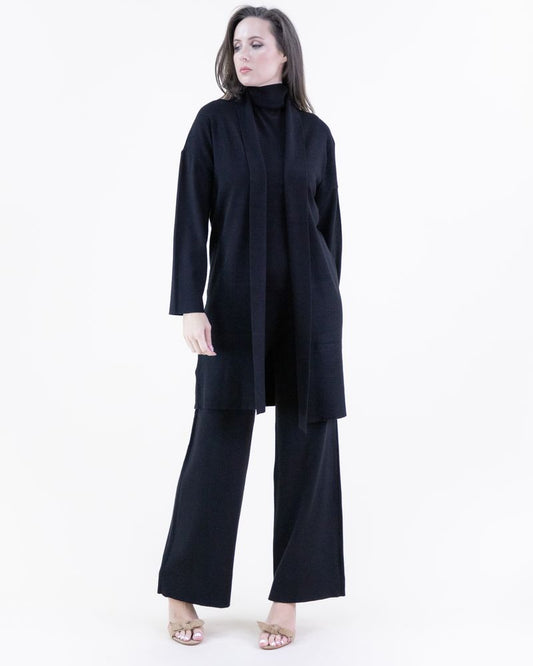 038- Very Moda Black Tight Knit Open Cardigan