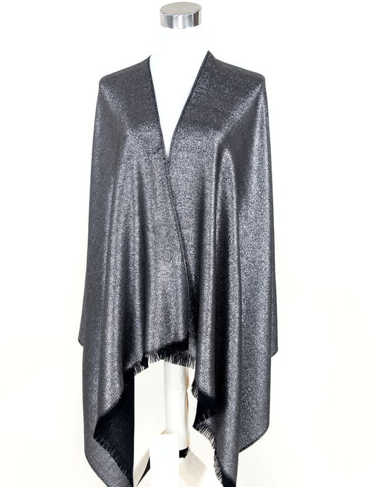 038- Very Moda Black and Silver Metallic Pashmina