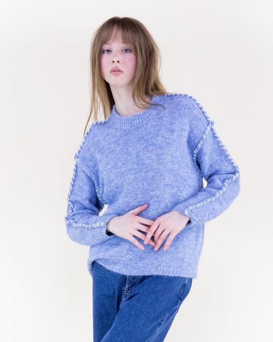 038- Very Moda Blue Boyfriend Sweater